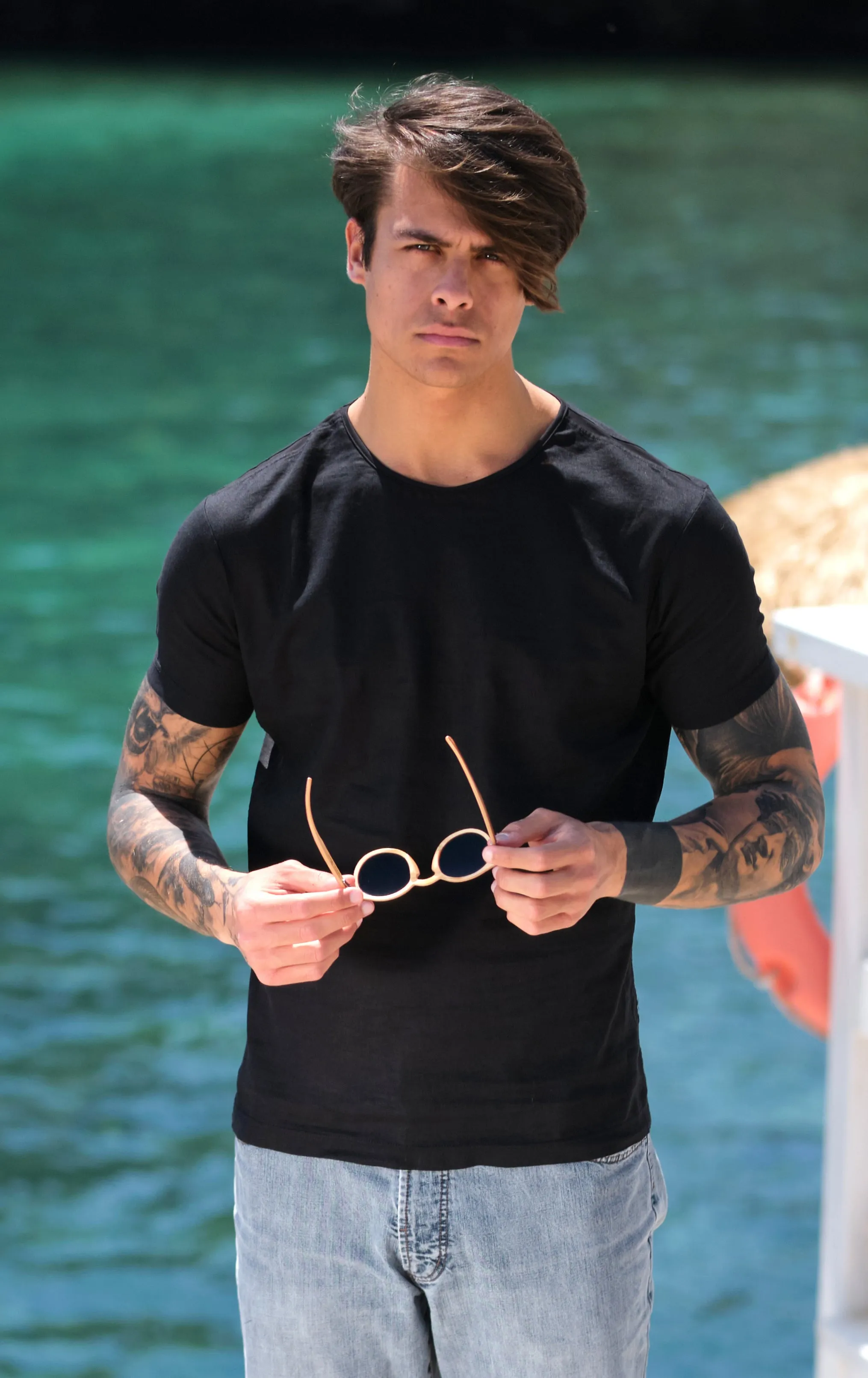 t-shirt Nera in lino made in Italy tshirt lino nero