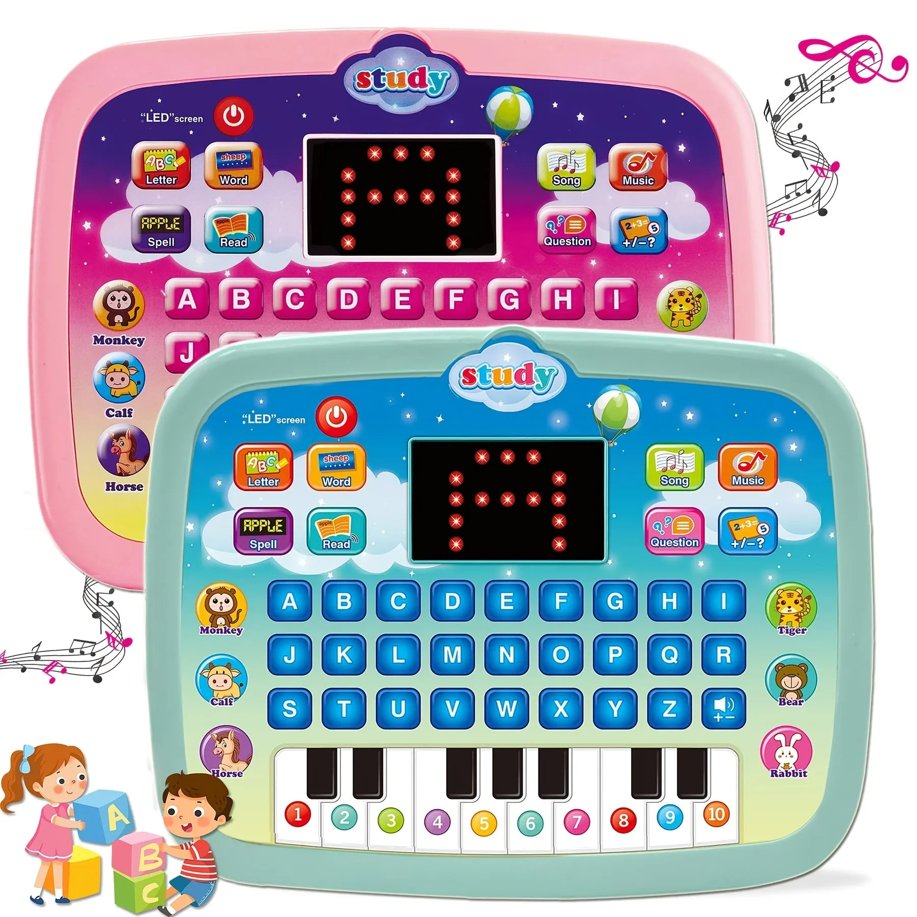 Tablet Per Bambini/pad Didattico Per Bambini Con Schermo LED Insegna Alfabeto, Numeri, Parole, Musica, Matematica, Giocattolo El
