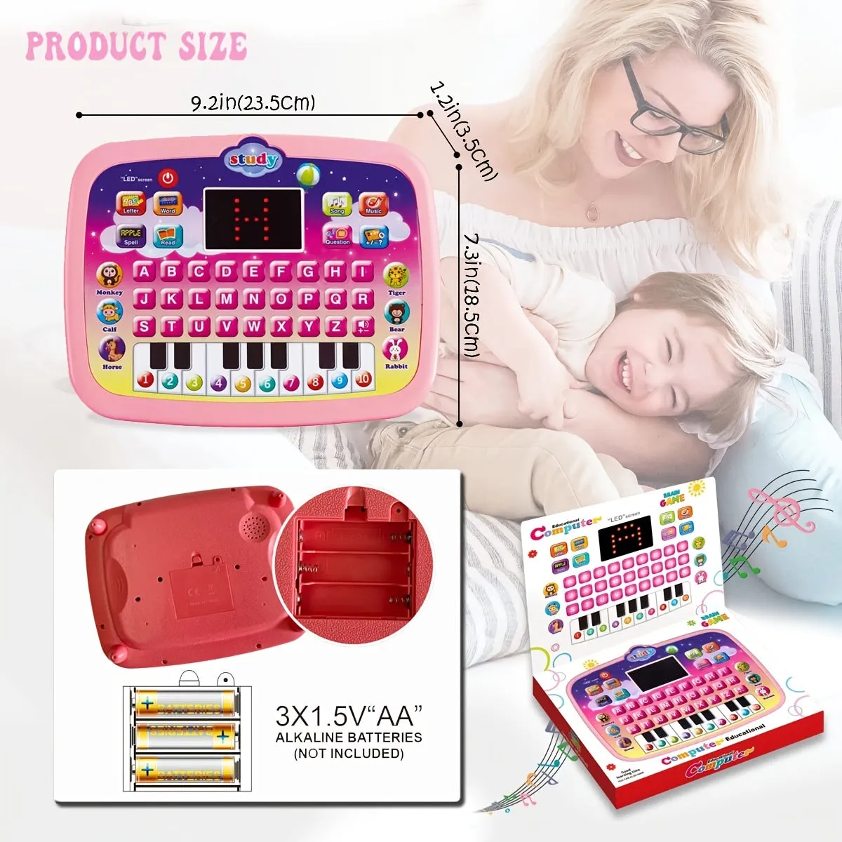 Tablet Per Bambini/pad Didattico Per Bambini Con Schermo LED Insegna Alfabeto, Numeri, Parole, Musica, Matematica, Giocattolo El