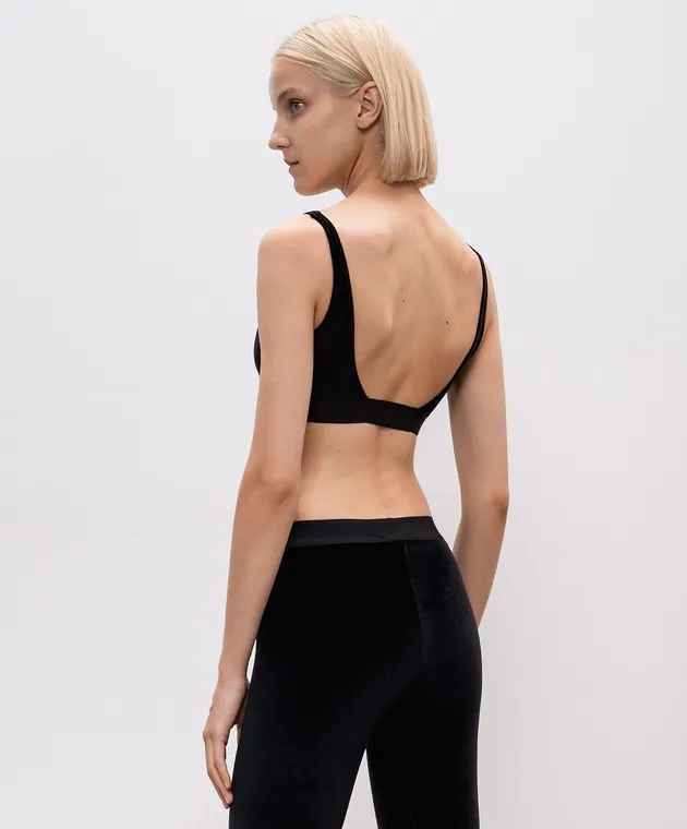 Tom Ford Top in velluto nero con ricamo logo BRJ018JEX065