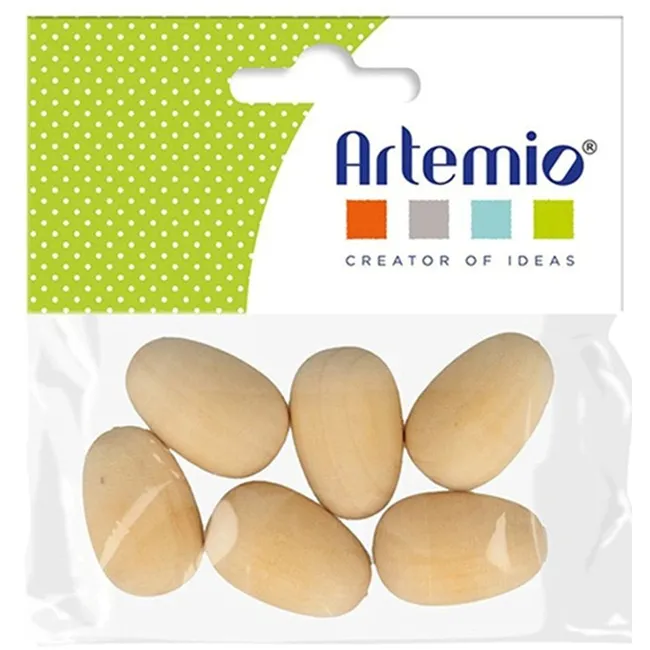 Uovo di Pasqua in legno 3,5 x 2,3 cm - Artemio - 6 pz.
