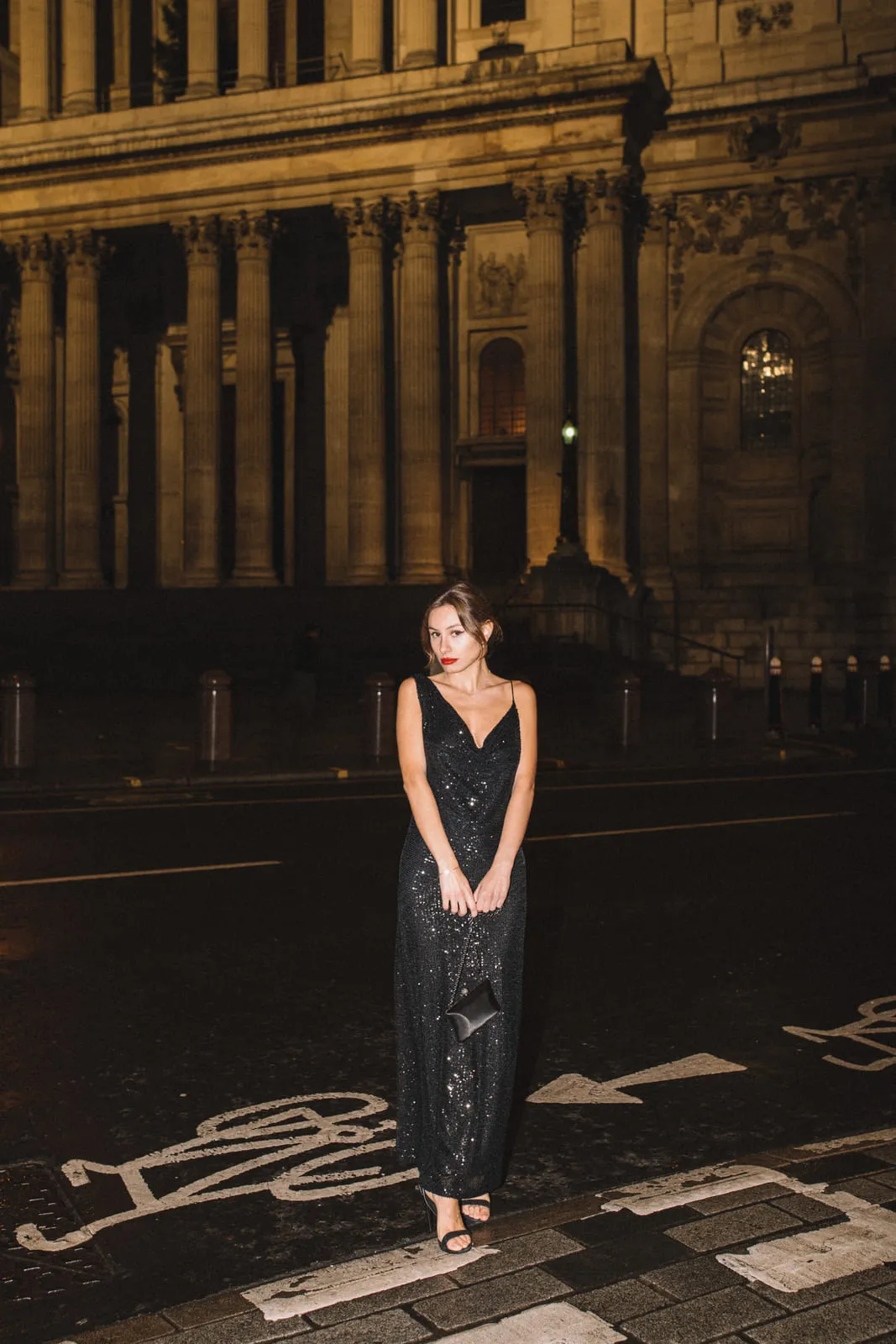VESTITO MIDI PAILLETTES NERO