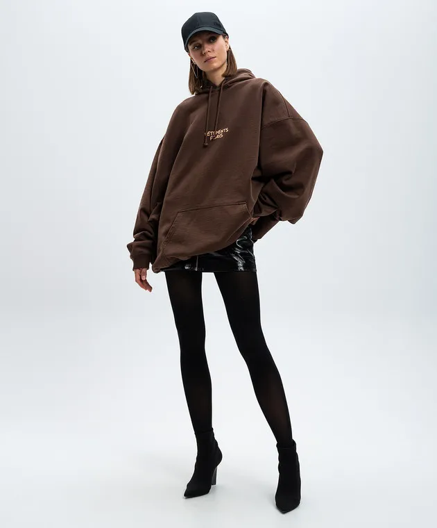 Vetements Felpa con cappuccio marrone con logo UA65HD490EW