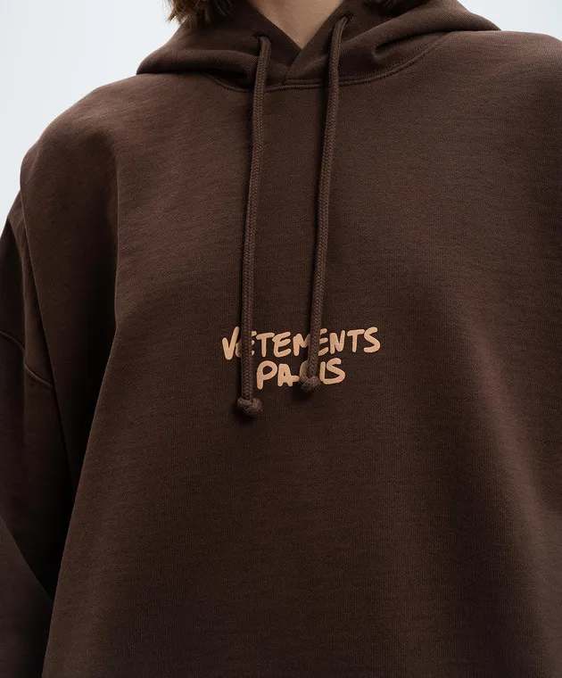 Vetements Felpa con cappuccio marrone con logo UA65HD490EW