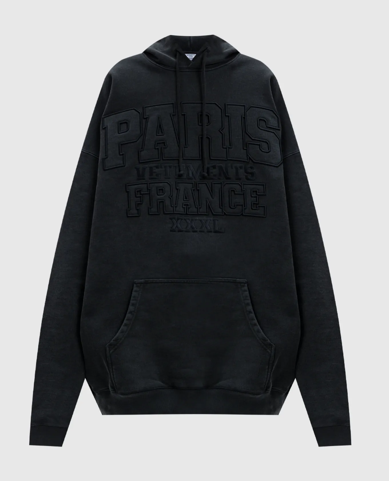Vetements Felpa grigia con cappuccio e logo ricamato UA65HD550BW
