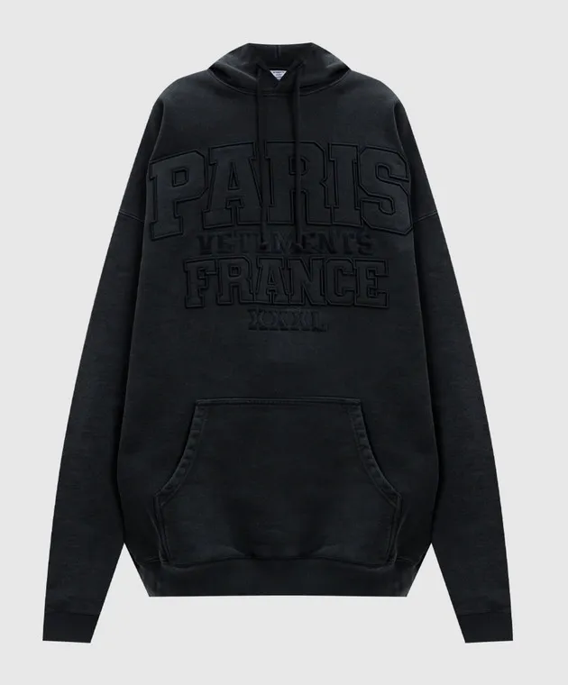 Vetements Felpa grigia con cappuccio e logo ricamato UA65HD550BW
