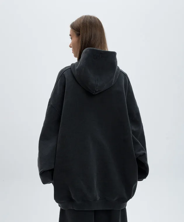 Vetements Felpa grigia con cappuccio e logo ricamato UA65HD550BW