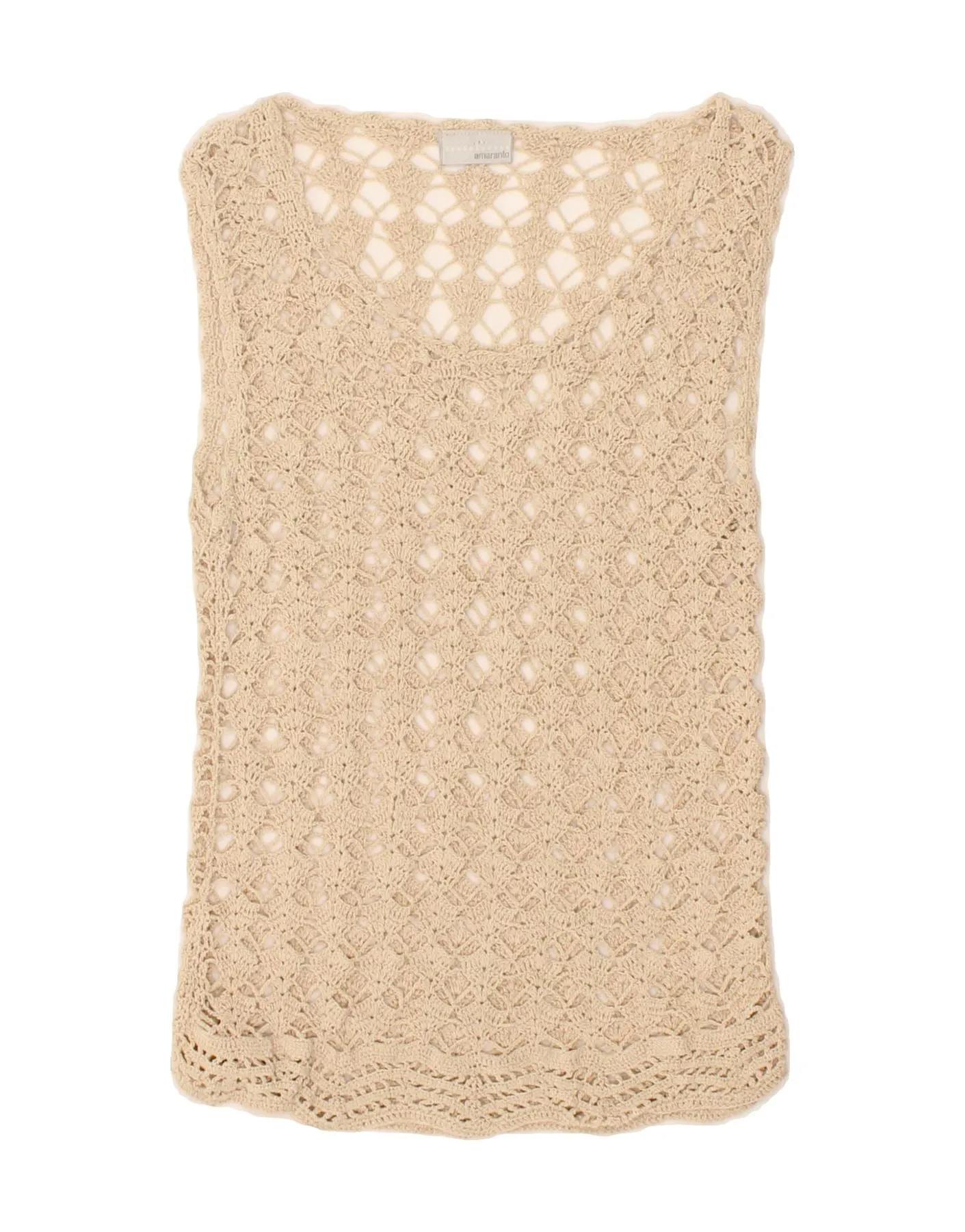 VINTAGE Womens Sleeveless Crochet Blouse Top UK 8 Small Beige