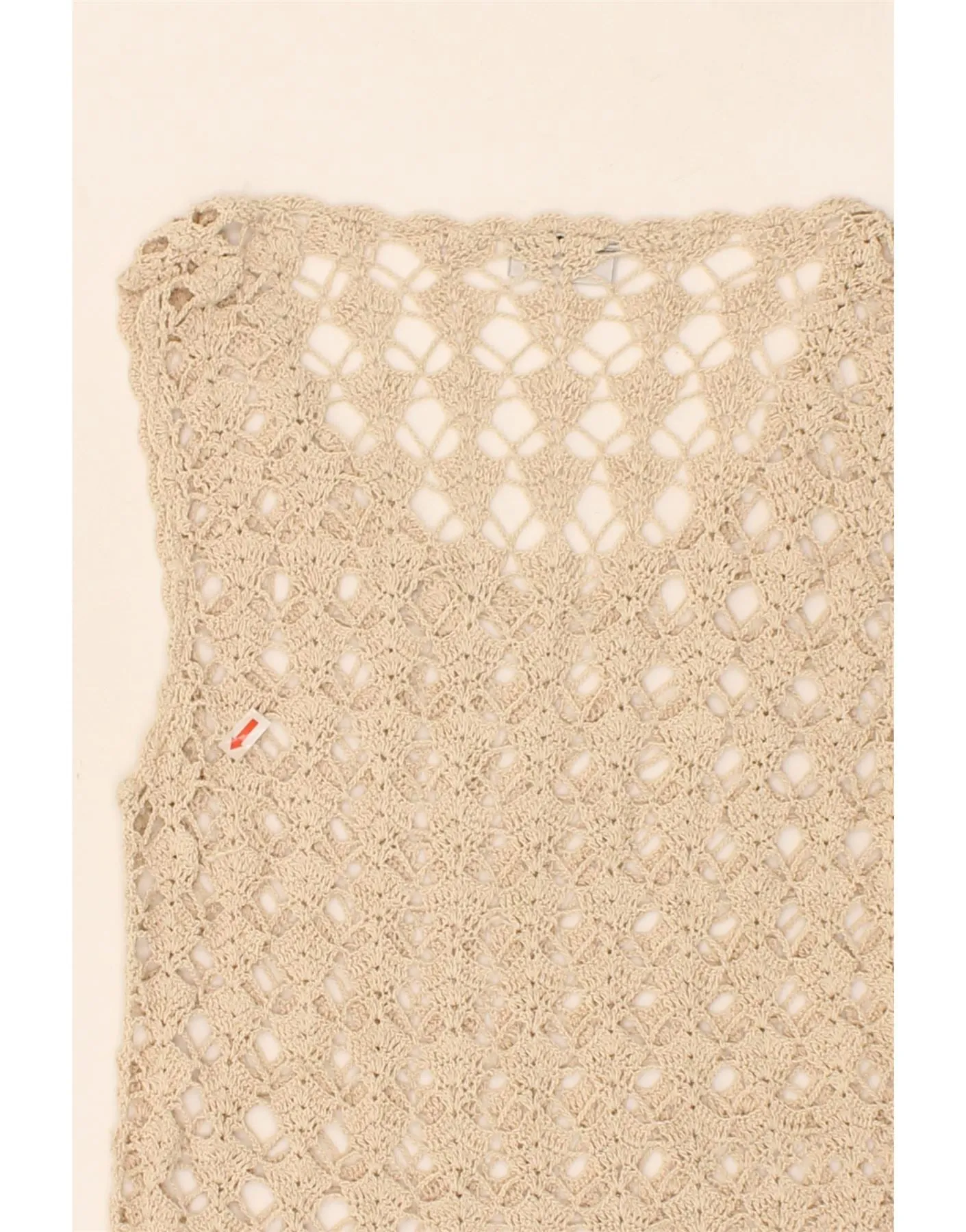 VINTAGE Womens Sleeveless Crochet Blouse Top UK 8 Small Beige