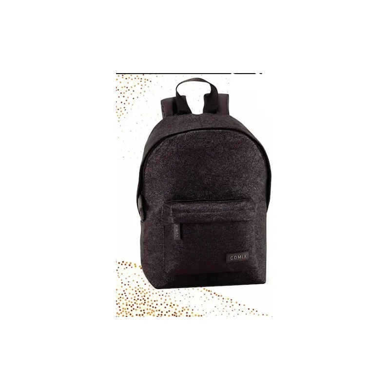 ZAINO AMERICANO GLITTER BLACK COMIX ZAINETTO SCUOLA E TEMPO LIBERO 41X31X18CM 1ZIP + TASCA C/ZIP PANINI SCUOLA ITALY